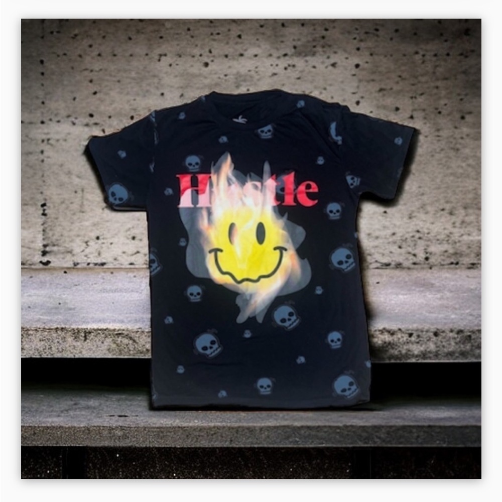 Vibes Brand Hustle Shirt -Emoji fire Graphic Tee🔥 NWOT Sz M - Picture 3 of 7